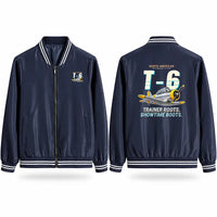 Thumbnail for North American T-6G Texan Stylish Jackets - Baseball Collar - Cartoon - Navy Blue