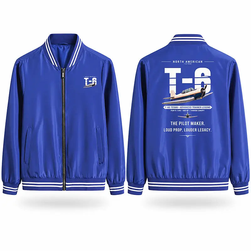 North American T-6G Texan Stylish Jackets - Baseball Collar - Original - Royal Blue