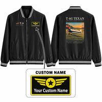 Thumbnail for North American T-6G Texan Stylish Jackets - Baseball Collar - Poster + Name - Black