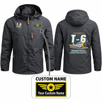 Thumbnail for North American T-6G Texan Stylish Jackets - Hooded Windbreaker - Cartoon + Name - Charcoal