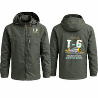 Thumbnail for North American T-6G Texan Stylish Jackets - Hooded Windbreaker - Cartoon - Olive Green