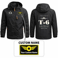 Thumbnail for North American T-6G Texan Stylish Jackets - Hooded Windbreaker - Heritage + Name - Black