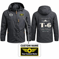 Thumbnail for North American T-6G Texan Stylish Jackets - Hooded Windbreaker - Heritage + Name - Charcoal
