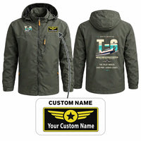 Thumbnail for North American T-6G Texan Stylish Jackets - Hooded Windbreaker - Original + Name - Olive Green