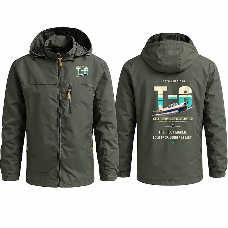 North American T-6G Texan Stylish Jackets - Hooded Windbreaker - Original - Olive Green