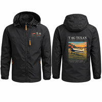 Thumbnail for North American T-6G Texan Stylish Jackets - Hooded Windbreaker - Poster - Black