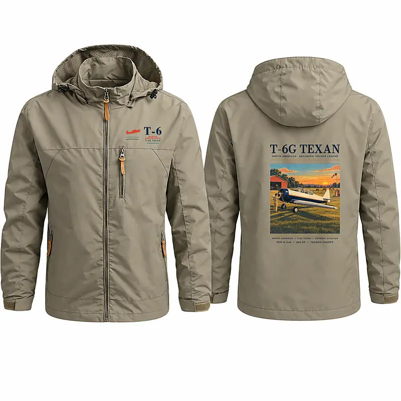 North American T-6G Texan Stylish Jackets - Hooded Windbreaker - Poster - Khaki
