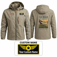 Thumbnail for North American T-6G Texan Stylish Jackets - Hooded Windbreaker - Poster + Name - Khaki