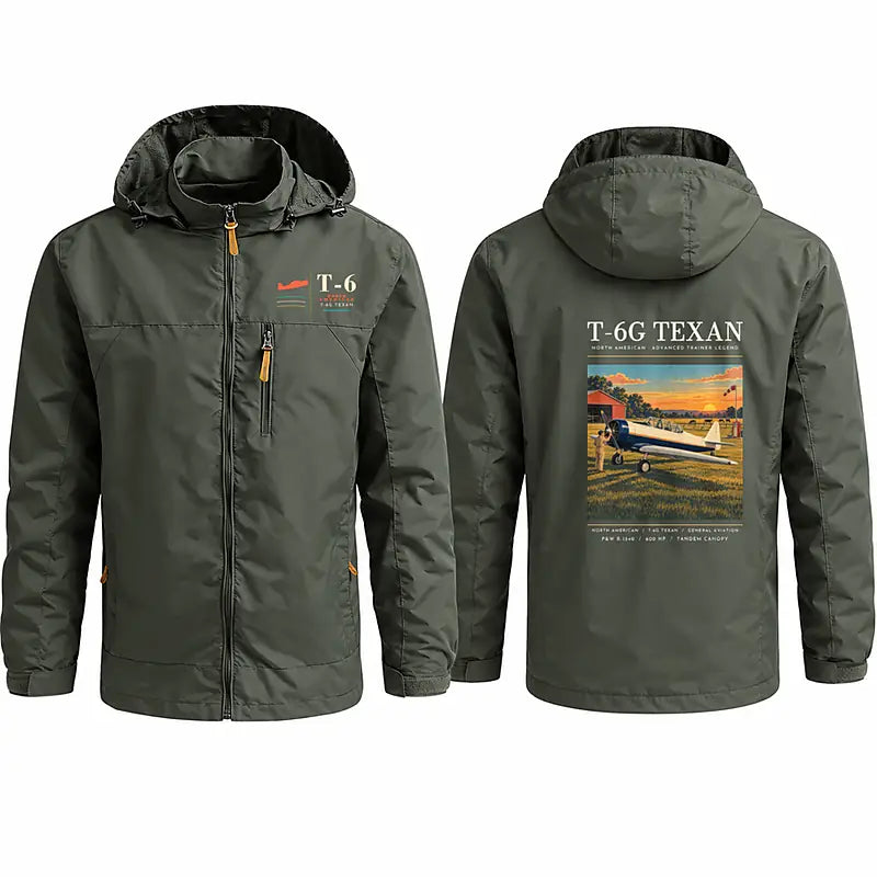 North American T-6G Texan Stylish Jackets - Hooded Windbreaker - Poster - Olive Green