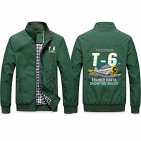 Thumbnail for North American T-6G Texan Stylish Jackets - Stand Collar - Cartoon - Green