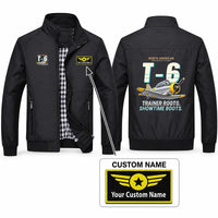 Thumbnail for North American T-6G Texan Stylish Jackets - Stand Collar - Cartoon + Name - Black