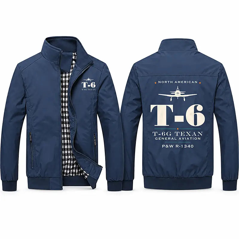 North American T-6G Texan Stylish Jackets - Stand Collar - Heritage - Navy Blue