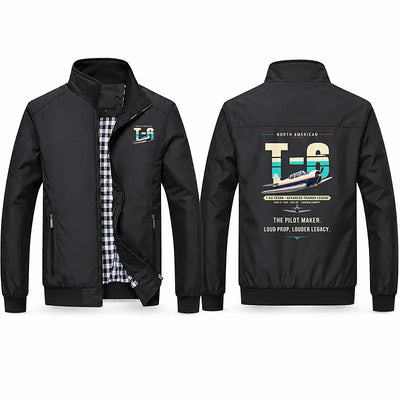 North American T-6G Texan Stylish Jackets - Stand Collar - Original - Black