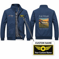 Thumbnail for North American T-6G Texan Stylish Jackets - Stand Collar - Poster + Name - Navy Blue