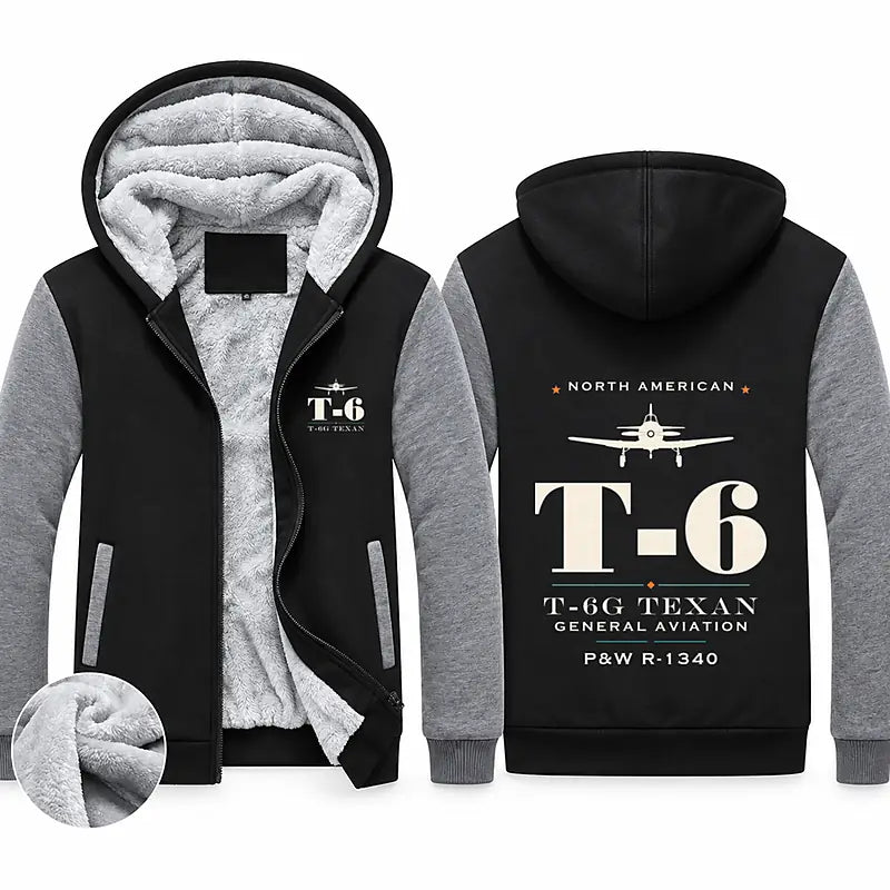 North American T-6G Texan Zipped Sweatshirts - Heritage - Black & Gray