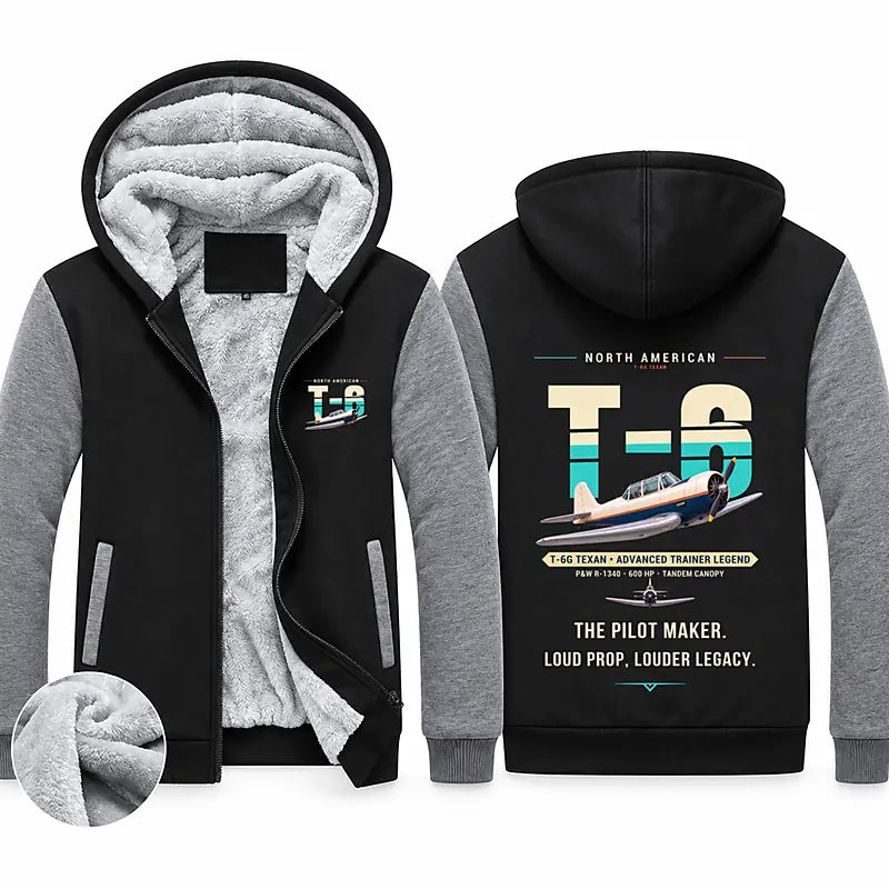 North American T-6G Texan Zipped Sweatshirts - Original - Black & Gray