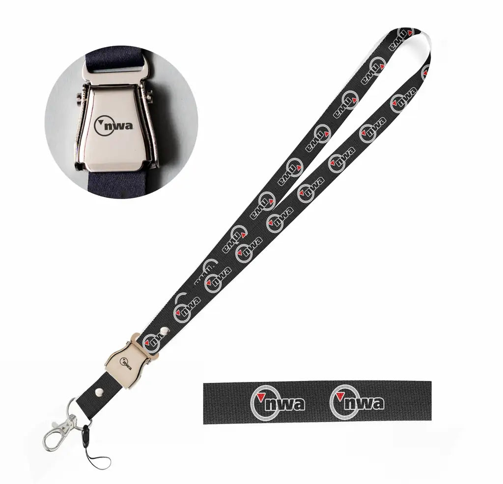 Northwest Airlines NEW seat belt lanyard - black