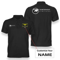 Thumbnail for Northwest Airlines (OLD) logo on black + name double side polo t shirt