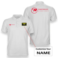Thumbnail for Northwest Airlines (OLD) logo on white + name double side polo t shirt
