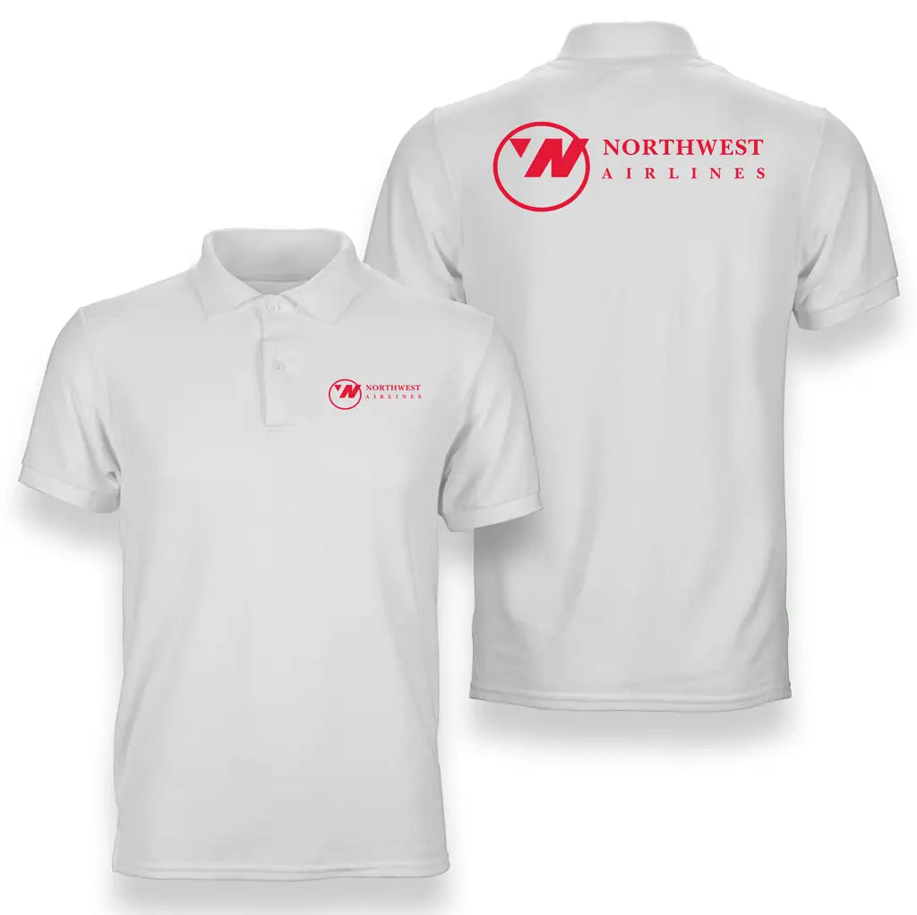 Northwest Airlines (OLD) logo on white double side polo t shirt