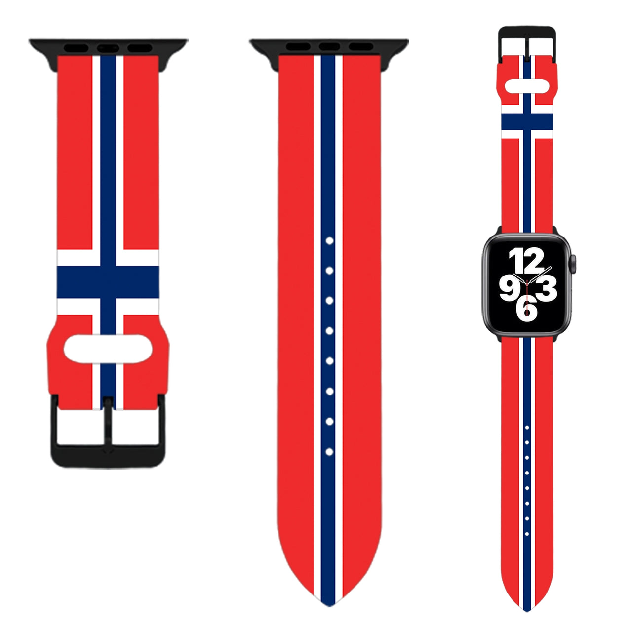 Norway Flag Designed Soft Silicone Apple Watch Bands