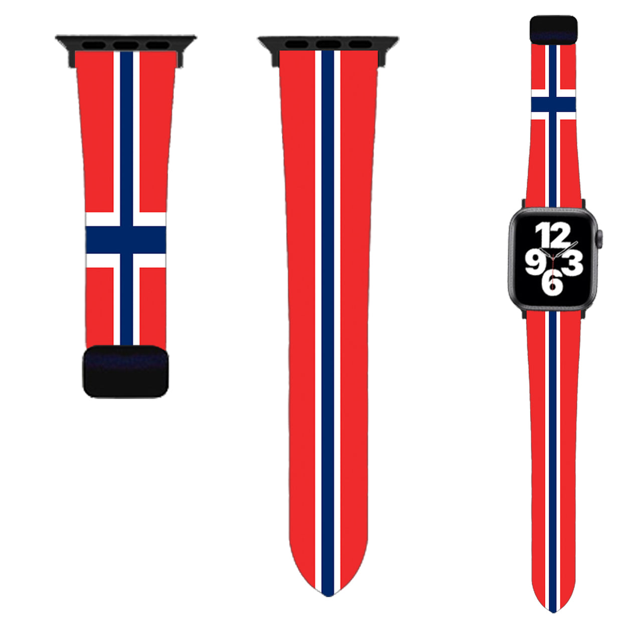 Norway Flag Designed Soft Silicone Apple Watch Bands