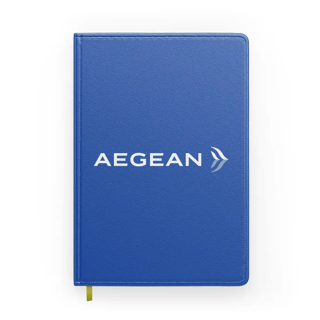 Aegean Airlines design on blue notebook