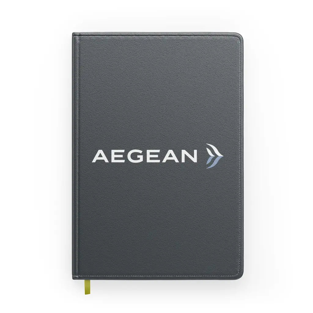 Aegean Airlines design on gray notebook