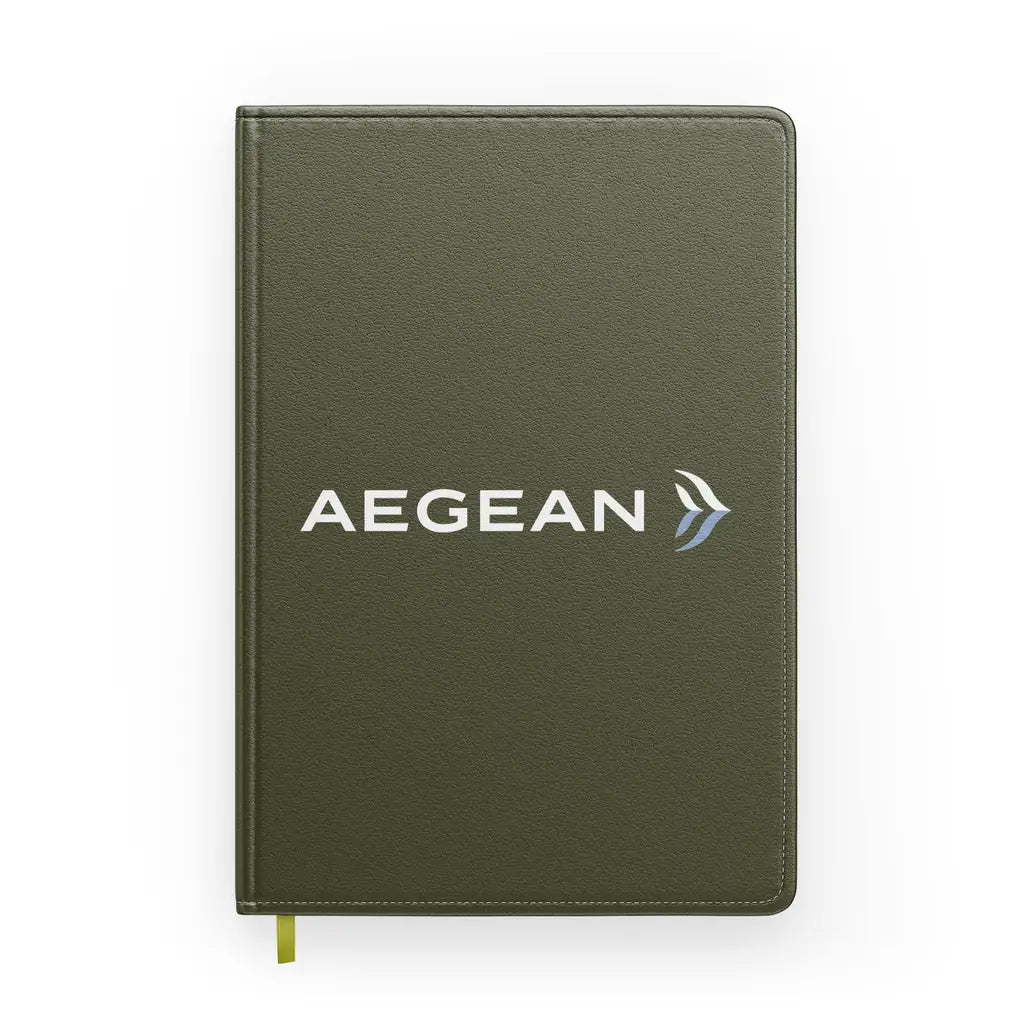 Aegean Airlines design on green army notebook
