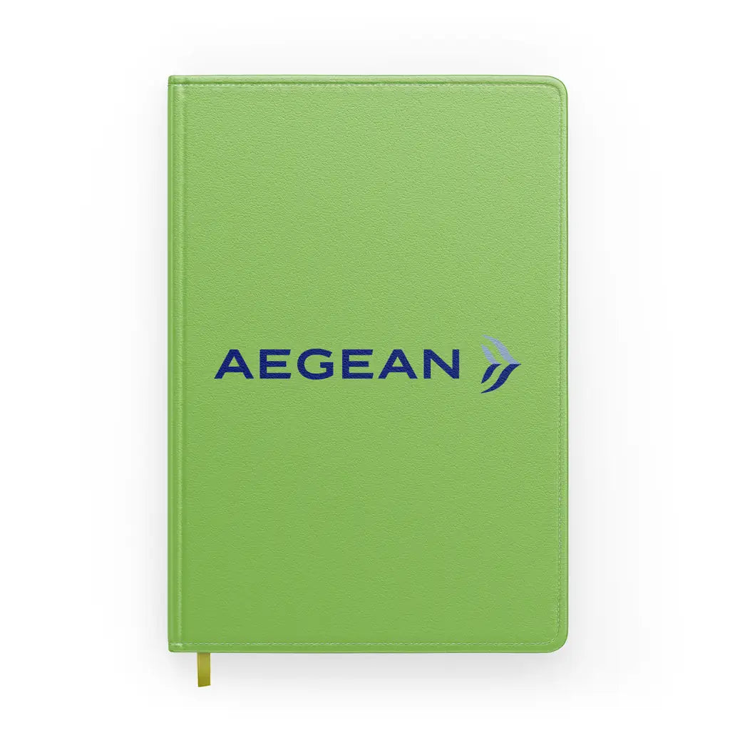 Aegean Airlines design on light green notebook