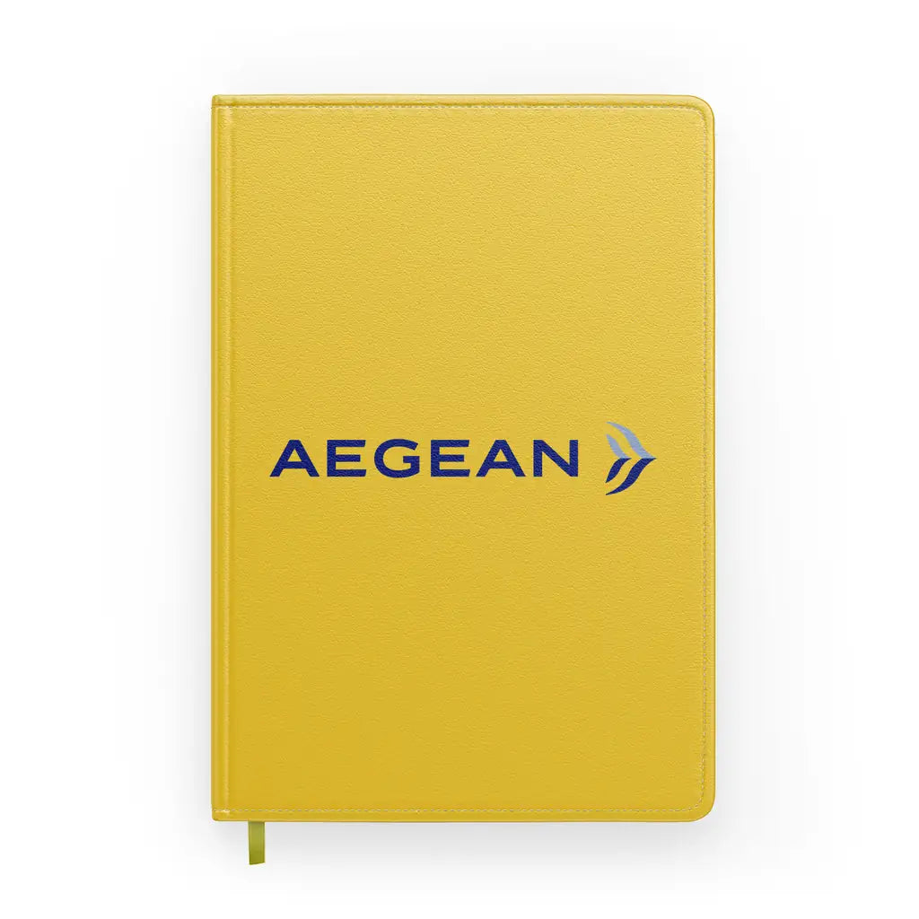 Aegean Airlines design on yellow notebook