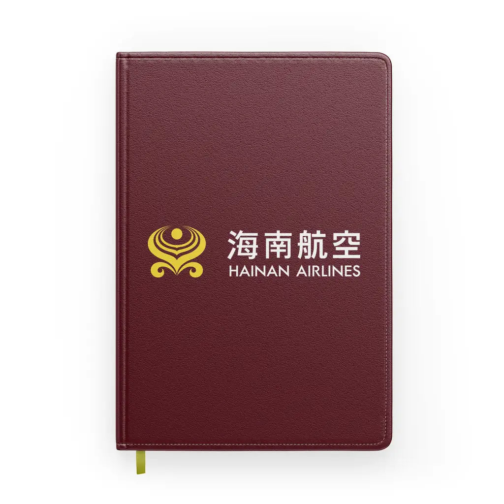 Hainan Airlines design on dark red notebook