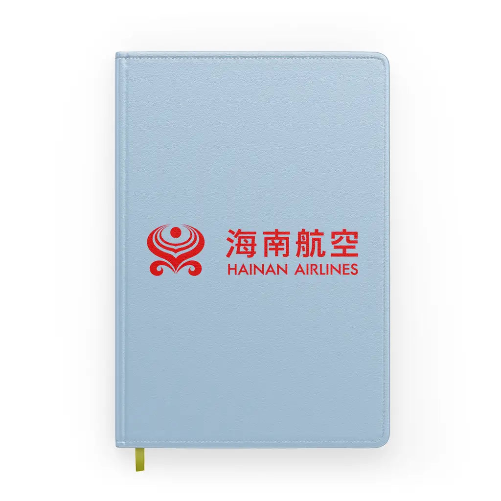 Hainan Airlines design on light blue notebook