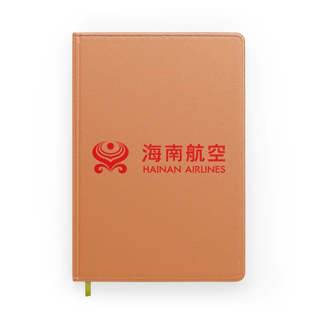 Hainan Airlines design on orange notebook