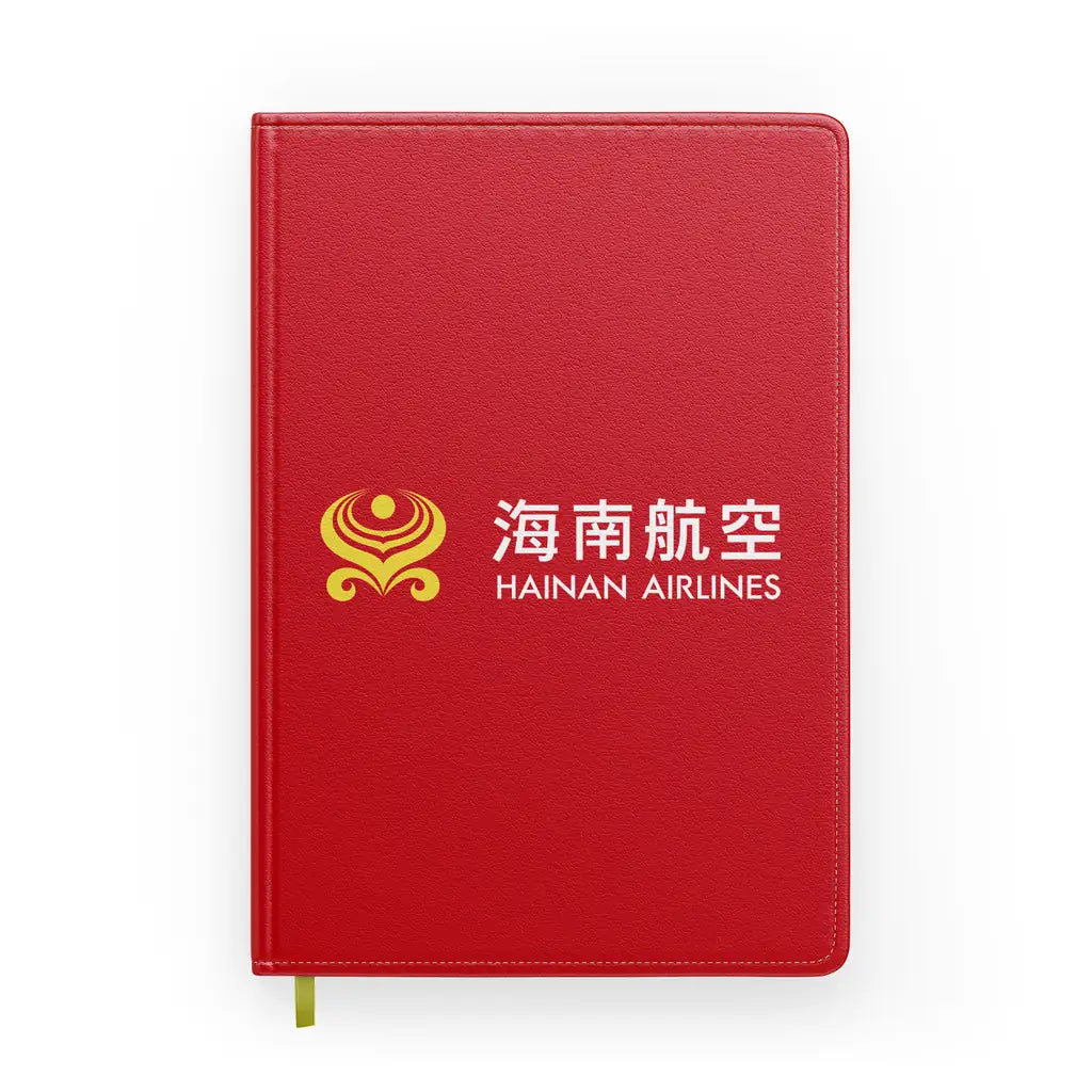 Hainan Airlines design on red notebook