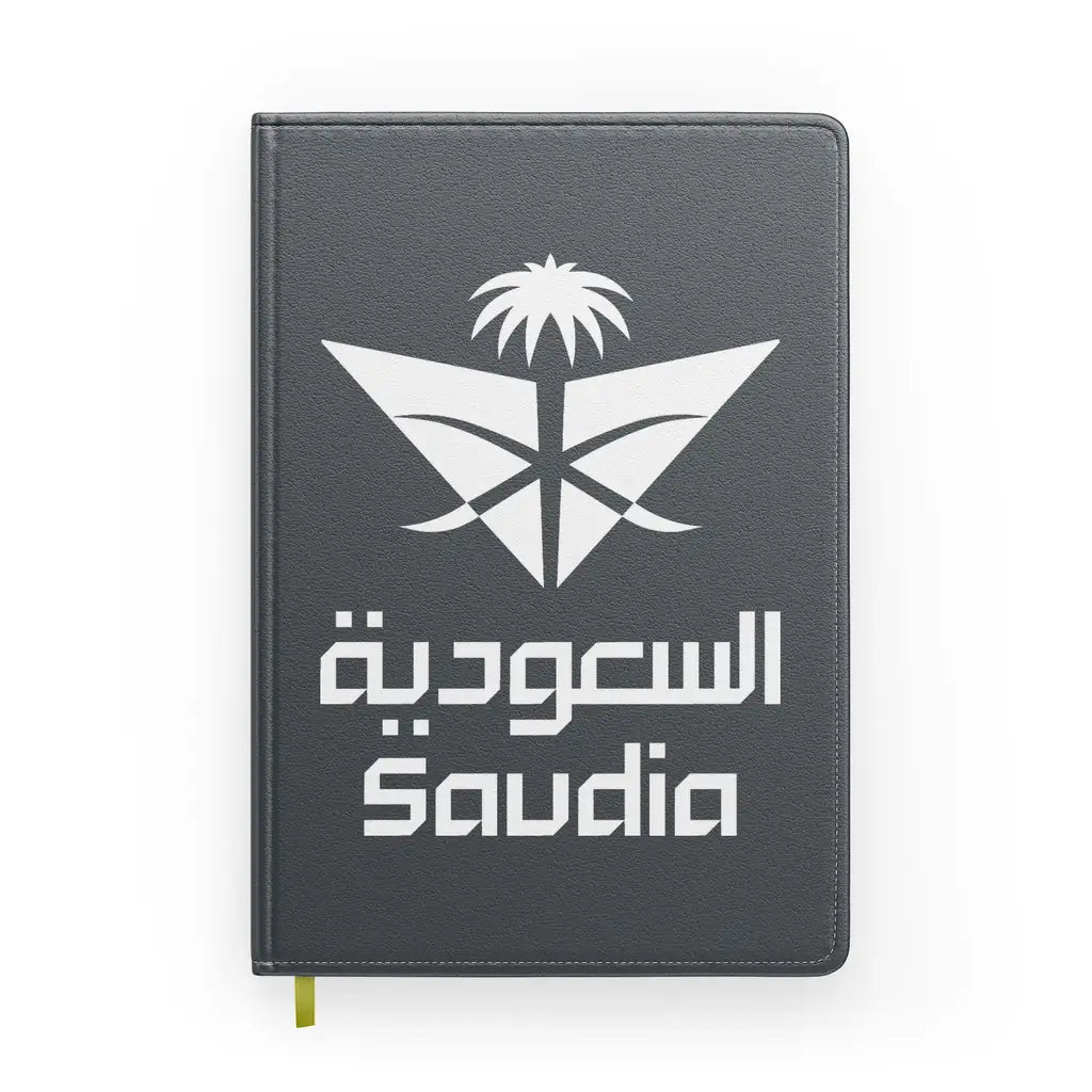 Saudi Arabian Airlines design on gray notebook