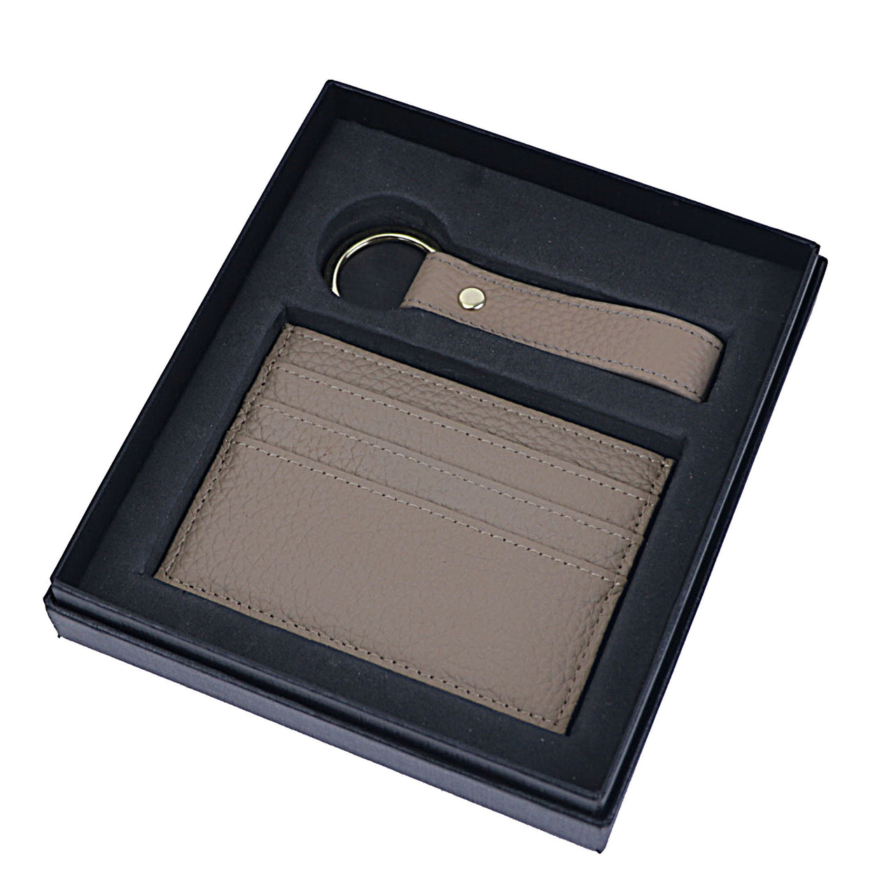 Genuine Leather Cardholder Key Ring Gift Box Set
