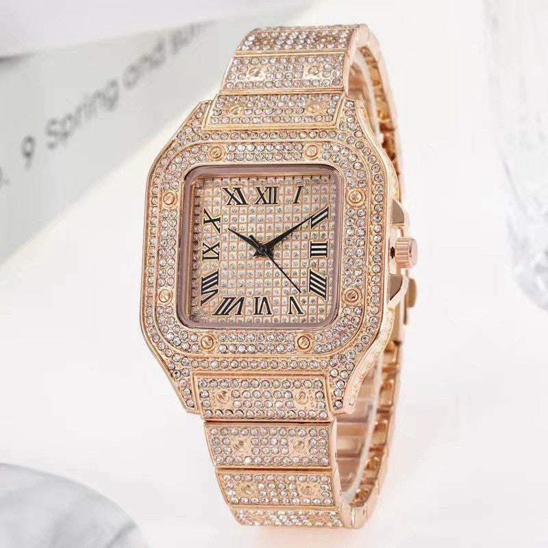 Gold Watch Ladies Wrist Watch Luxury Rhinestone Unisex Bracelet Watches