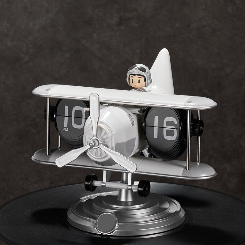 Retro Airplane Style Battery Powered Silent Desk Alarm Clock