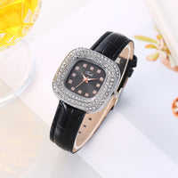 Thumbnail for Fashionable Minimalist Ladies' Square Quartz Watch Full Sky Star Leather Strap Black Business Style Women's Wristwatch