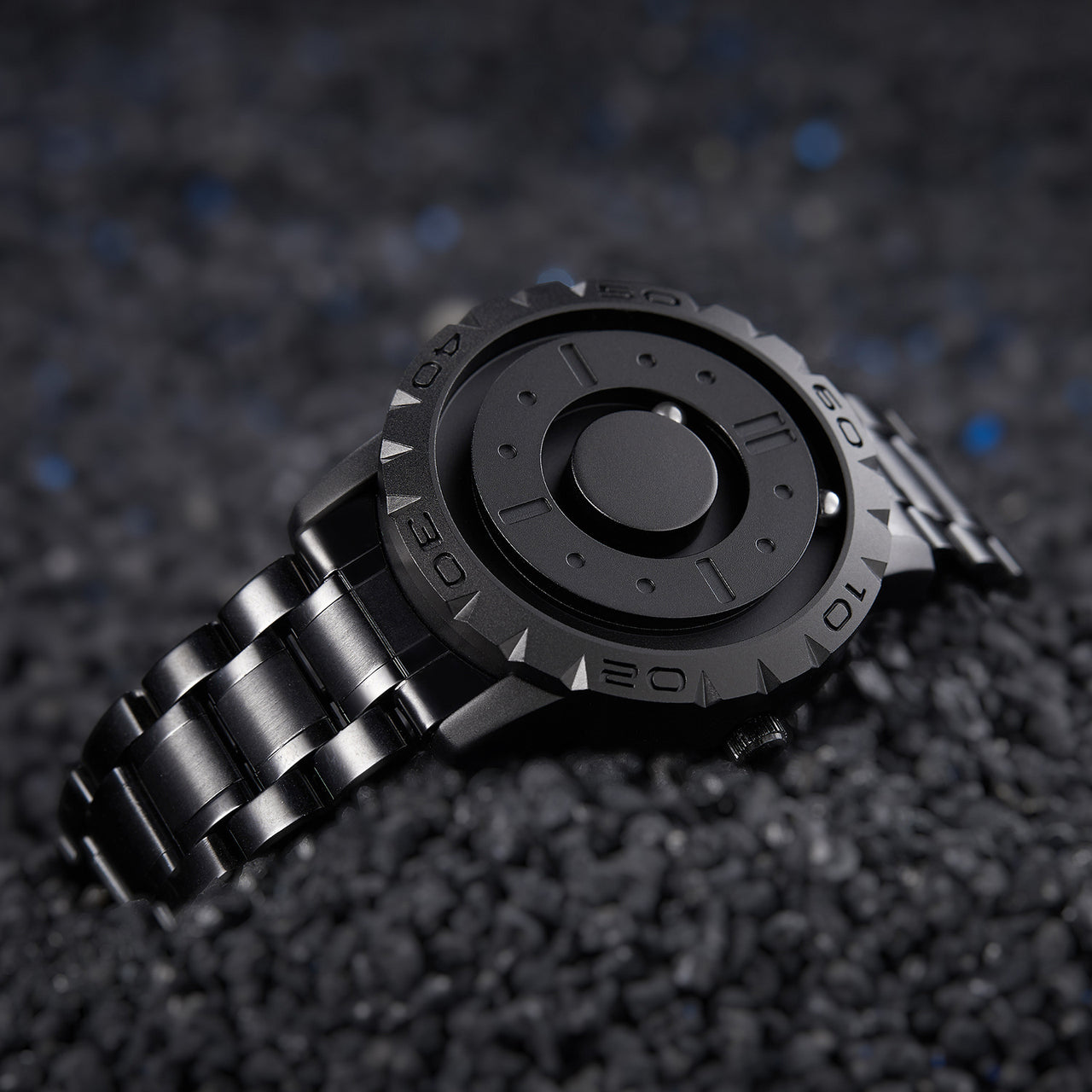 Magnetic Roller Creative Trendy Black Technology Concept Borderless Design Watch