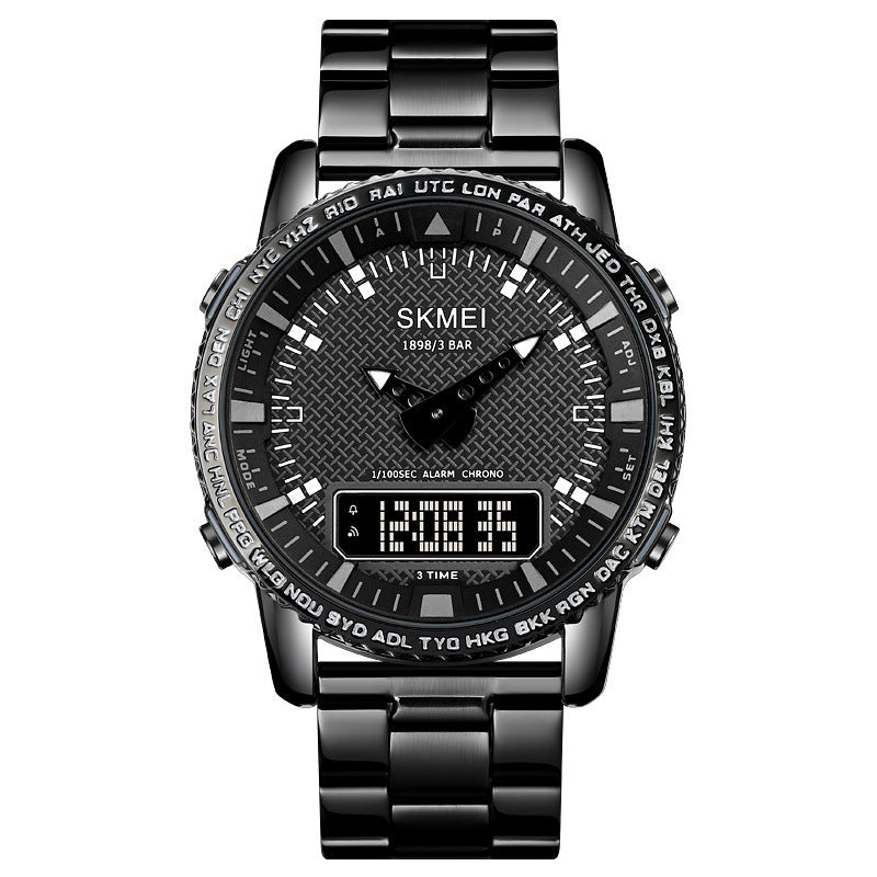 Multifunctional Trendy Electronic Watch Three Time Outdoor Sports Watch