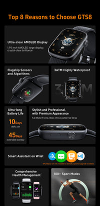 Thumbnail for GTS8 Smart Watch 3ATM Waterproof Amoled bluetooth SmartWatch