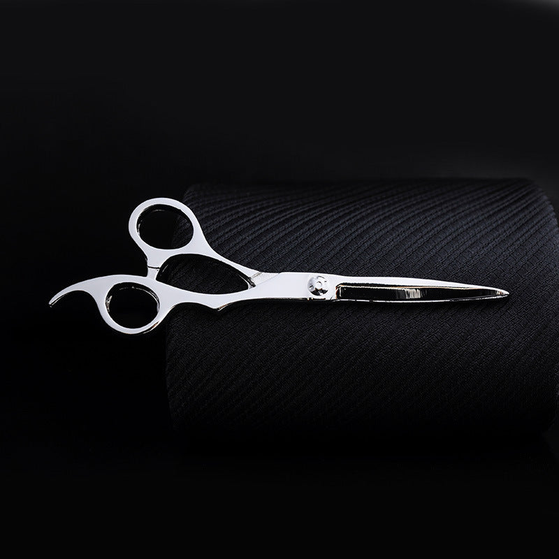 Copper Silver Scissors Shaped Tie Clip