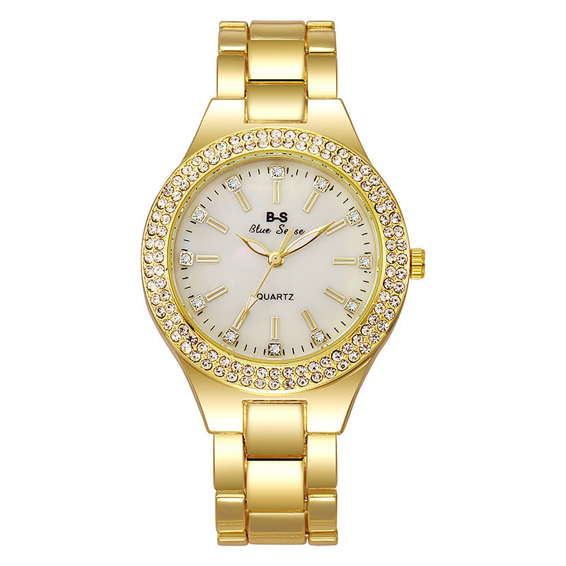 Alloy Steel Band Diamond Casual Fashion Women's Quartz Couple Watch