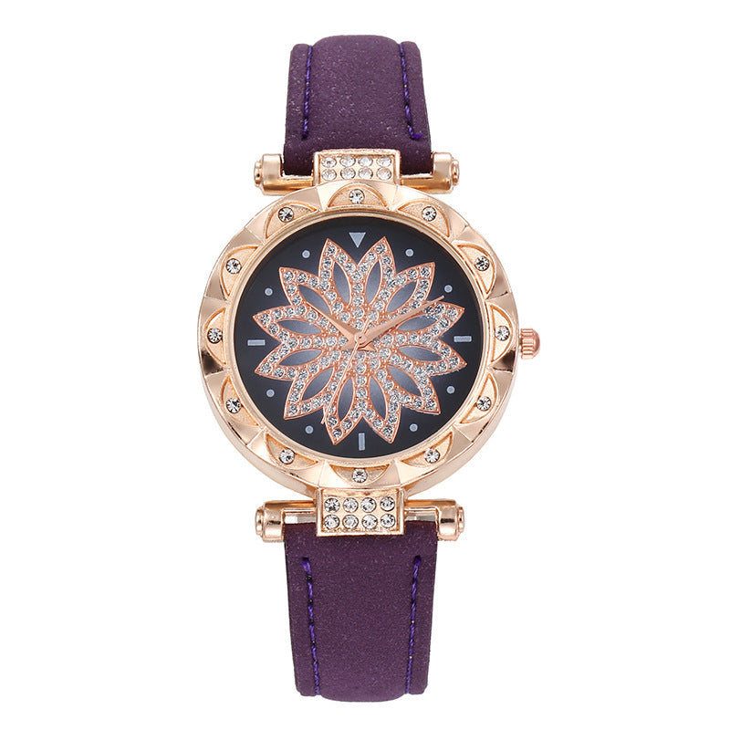 Casual Fashion Quartz Women Watch Flower Shape Stainless Steel Alloy  Case Ladies Handwatch