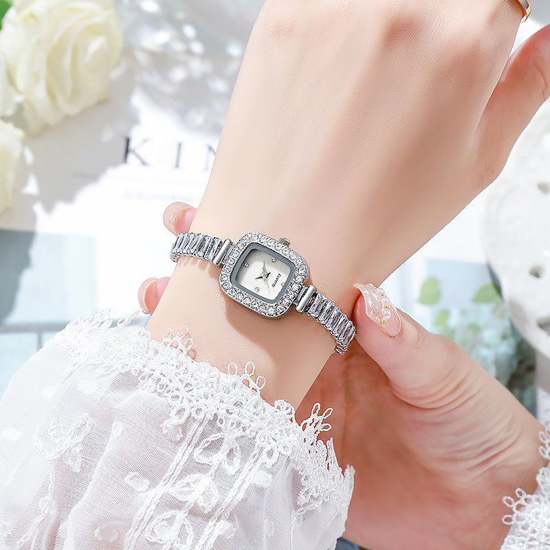 Fashion Rhinestone Women Watch Square Dial Ladies Quartz Watches Bracelet Band Wristwatches