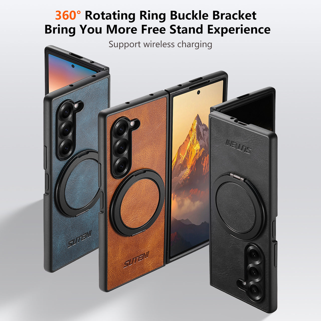 Luxury Magnetic Ring Stand Case for Samsung Galaxy Z Fold 7/6/5