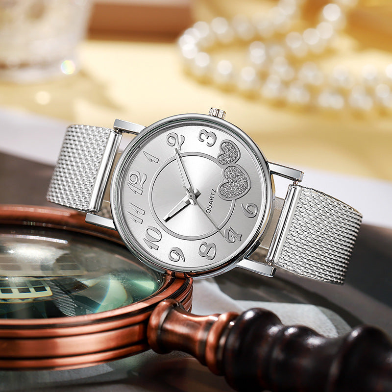 Fashionable Heart-Shaped Quartz Watch Casual Trendy Couple Style Watch