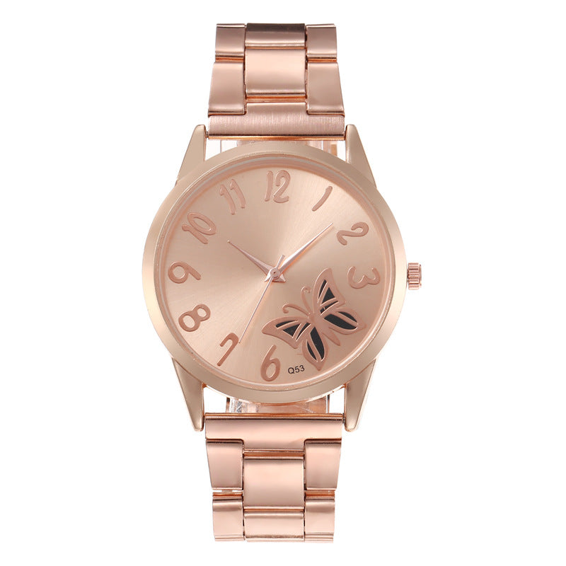Fashion Simple Ladies Quartz Watch Butterfly Dial Steel Belt Women's Watch Elegant Minimalist Timepie